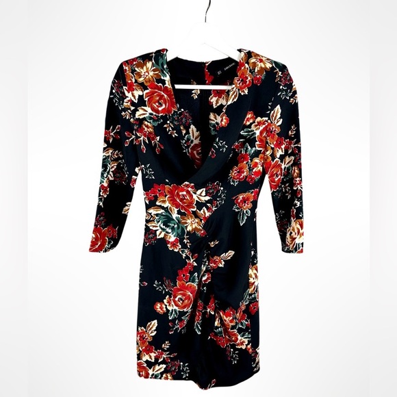 Zara floral padded shoulder mini dress - Picture 3 of 7